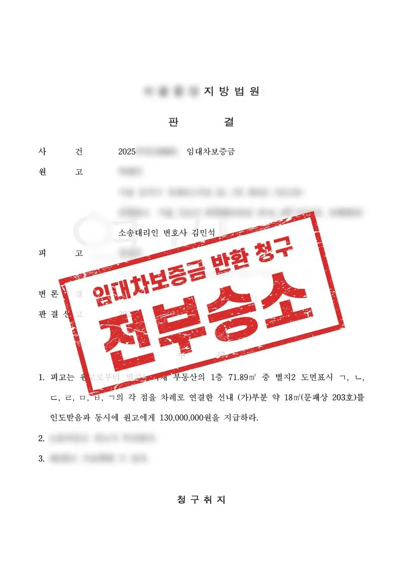 경매 진행 중 임대차보증금 반환, 동시이행 판결로 보증금 회수 기반 확보 사례 - 매일법률사무소